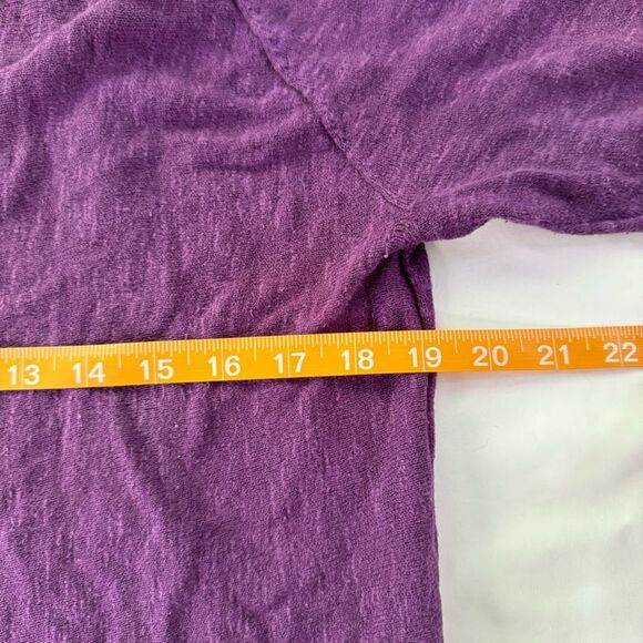 Eileen Fisher Straight Cardigan Size L Purple Linen Blend Open Front Half Sleeve - Picture 5 of 8